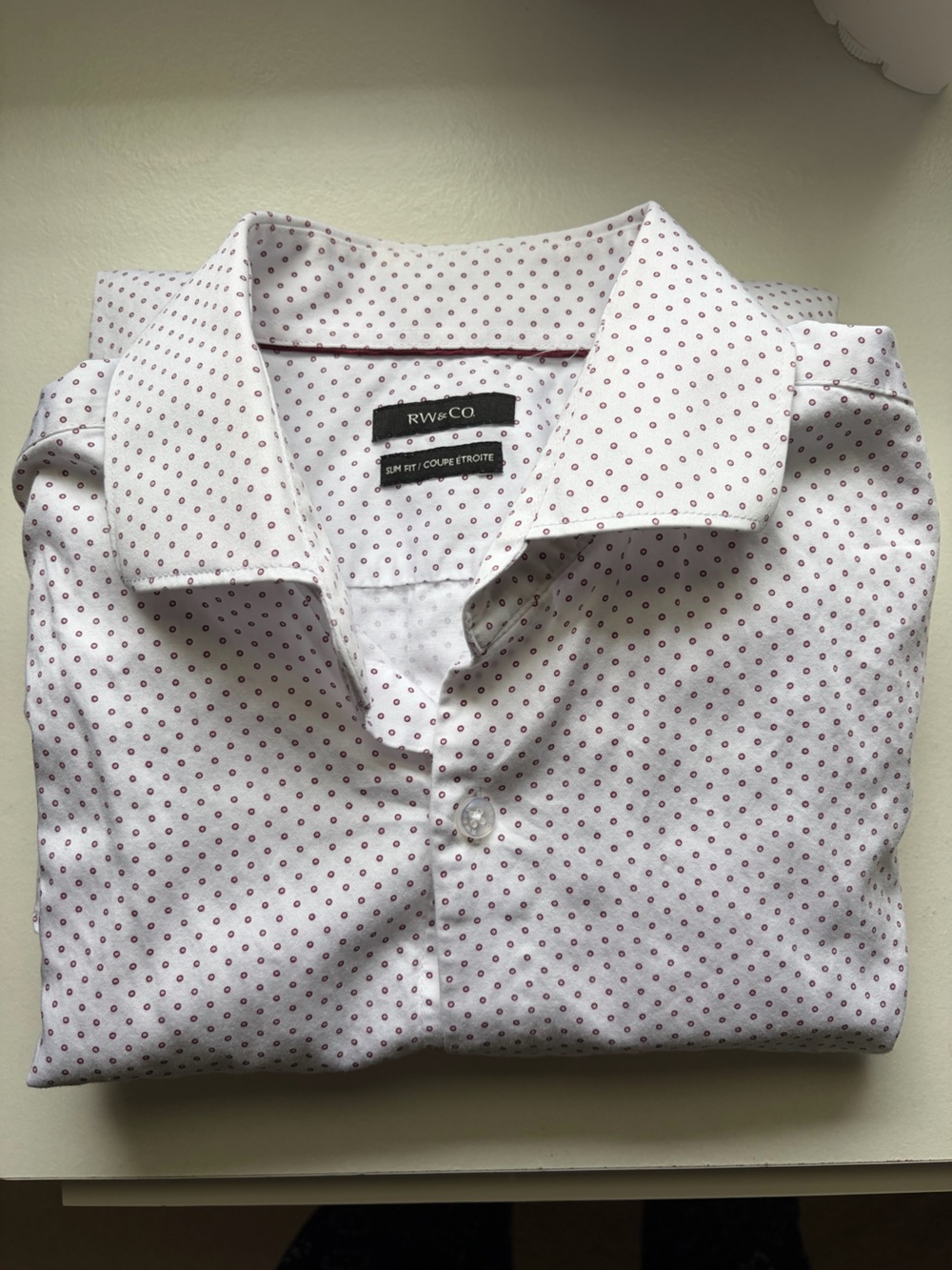RW&CO. White Dress Shirt with Navy Microdots